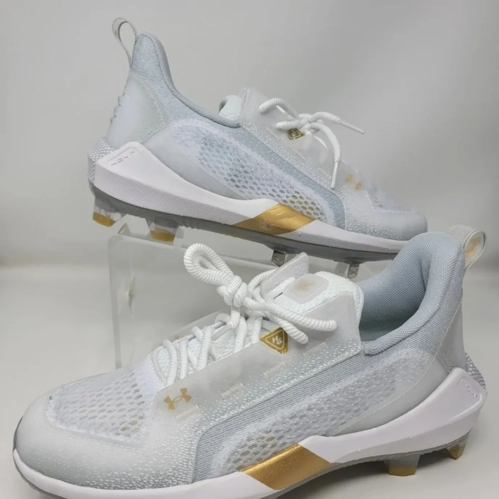 Under Armour Mens Harper 6 Low ST Baseball Cleats WHITE Sz Multi 3024315-100 NEW
